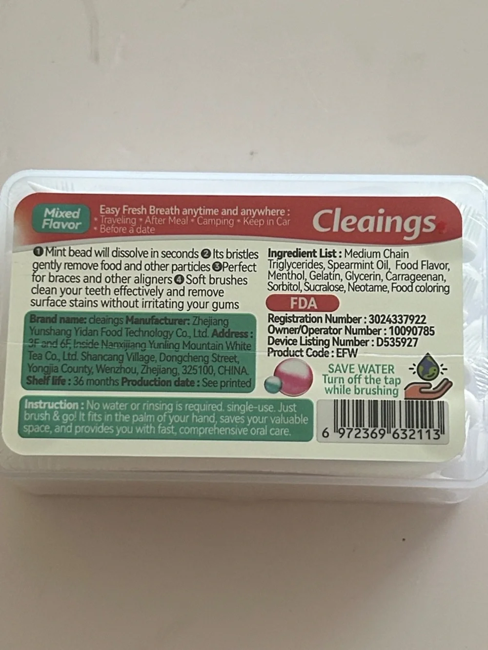 NWT Cleaings 24ct Disposable Mini Toothbrushes – Built-in Mint Paste